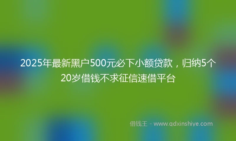 2025年最新黑户500元必下小额贷款，归纳5个20岁借钱不求征信速借平台