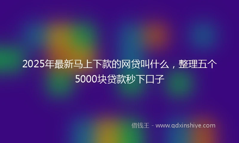 2025年最新马上下款的网贷叫什么，整理五个5000块贷款秒下口子