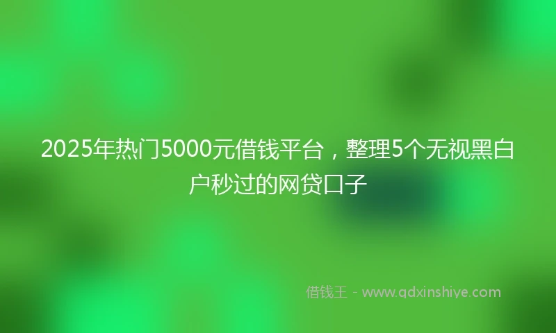 2025年热门5000元借钱平台，整理5个无视黑白户秒过的网贷口子