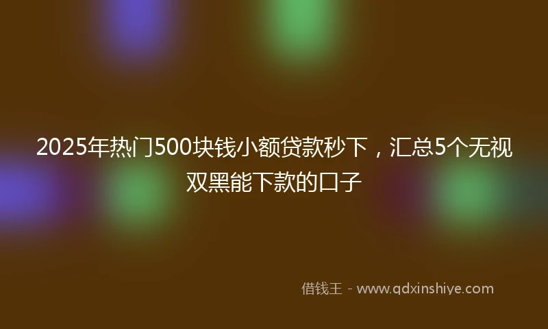 2025年热门500块钱小额贷款秒下，汇总5个无视双黑能下款的口子