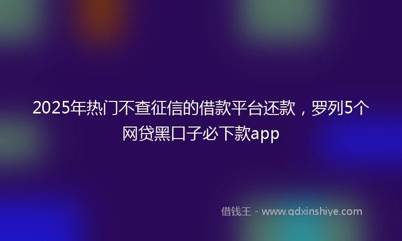 2025年热门不查征信的借款平台还款，罗列5个网贷黑口子必下款app