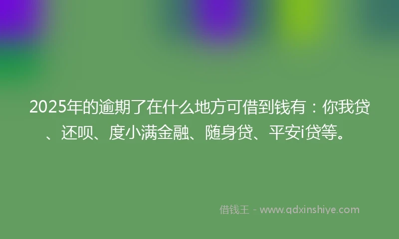 2025年的逾期了在什么地方可借到钱有：你我贷、还呗、度小满金融、随身贷、平安i贷等。