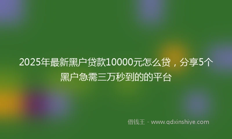 2025年最新黑户贷款10000元怎么贷,分享5个黑户急需三万秒到的的平台