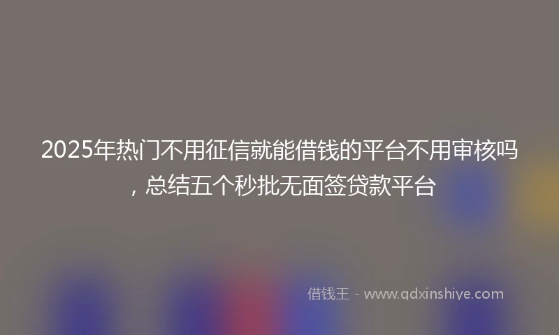 2025年热门不用征信就能借钱的平台不用审核吗,总结五个秒批无面签贷款平台