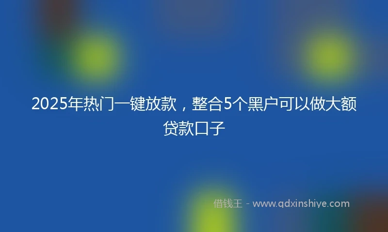 2025年热门一键放款，整合5个黑户可以做大额贷款口子