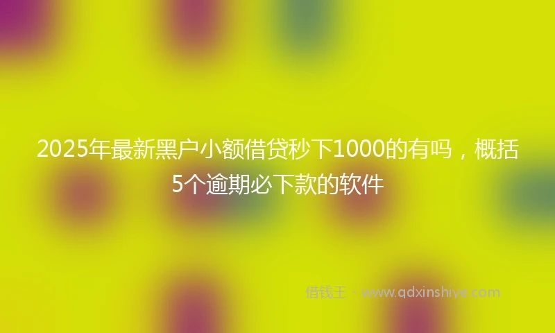 2025年最新黑户小额借贷秒下1000的有吗，概括5个逾期必下款的软件