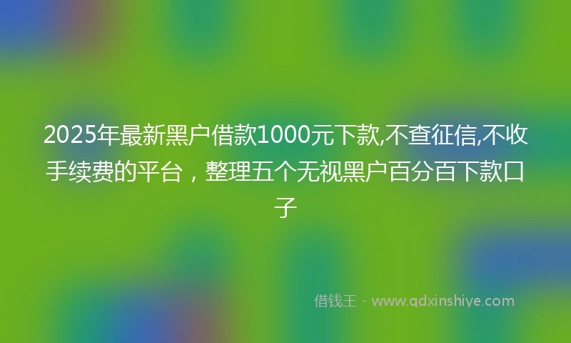 2025年最新黑户借款1000元下款,不查征信,不收手续费的平台，整理五个无视黑户百分百下款口子