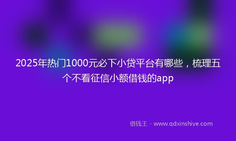 2025年热门1000元必下小贷平台有哪些，梳理五个不看征信小额借钱的app