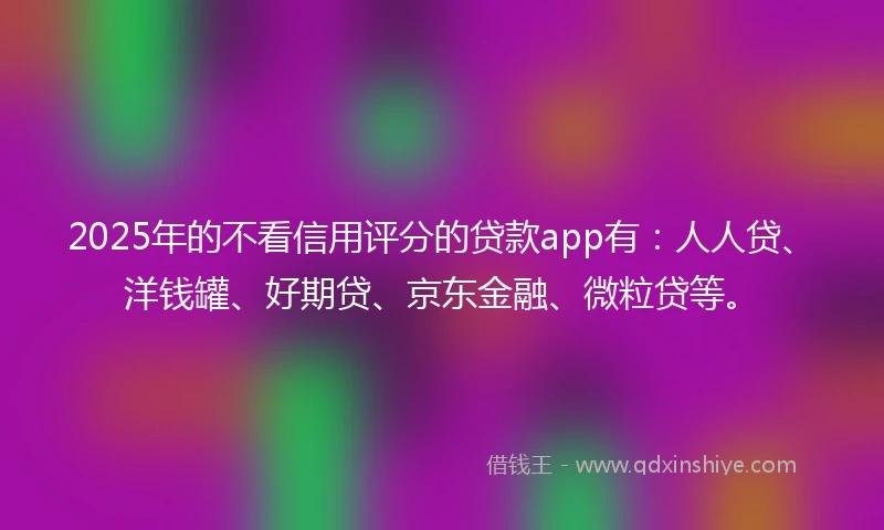 2025年的不看信用评分的贷款app有：人人贷、洋钱罐、好期贷、京东金融、微粒贷等。
