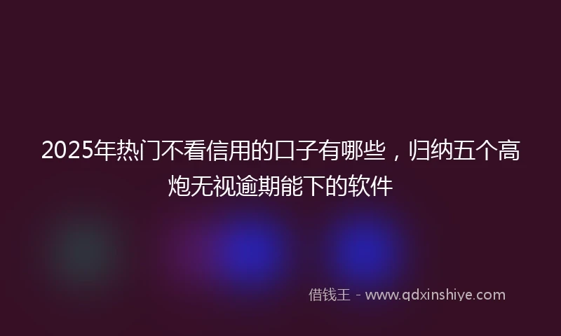 2025年热门不看信用的口子有哪些，归纳五个高炮无视逾期能下的软件
