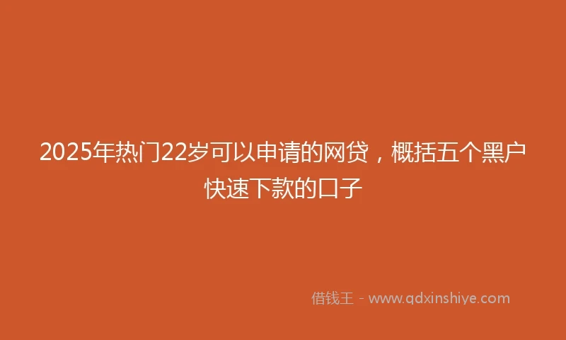 2025年热门22岁可以申请的网贷，概括五个黑户快速下款的口子