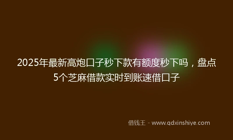 2025年最新高炮口子秒下款有额度秒下吗，盘点5个芝麻借款实时到账速借口子