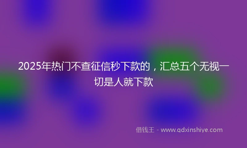 2025年热门不查征信秒下款的，汇总五个无视一切是人就下款