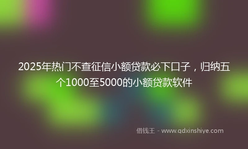 2025年热门不查征信小额贷款必下口子，归纳五个1000至5000的小额贷款软件