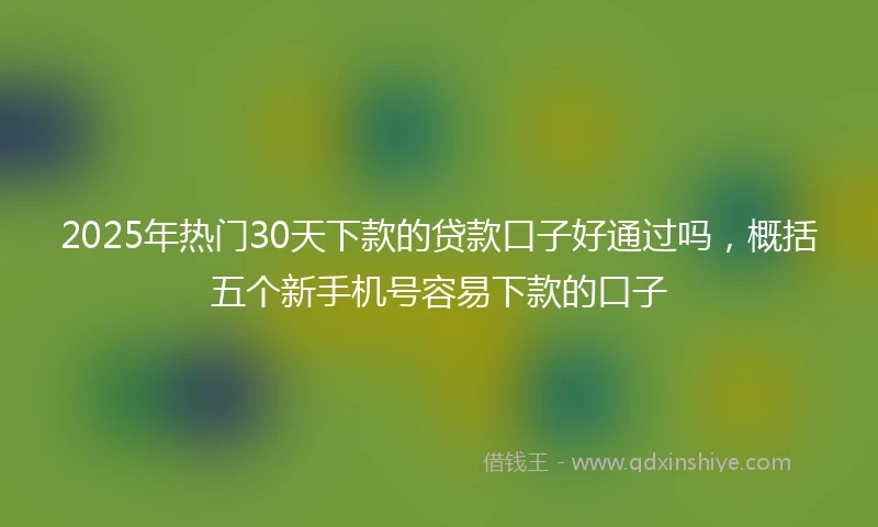 2025年热门30天下款的贷款口子好通过吗,概括五个新手机号容易下款的口子