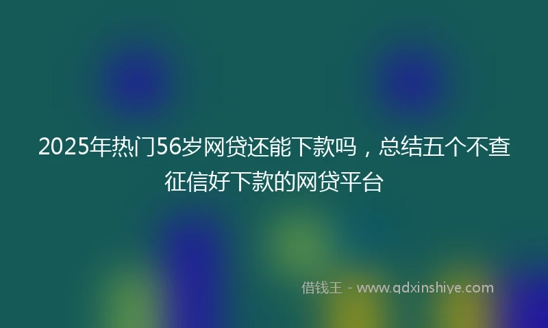 2025年热门56岁网贷还能下款吗，总结五个不查征信好下款的网贷平台