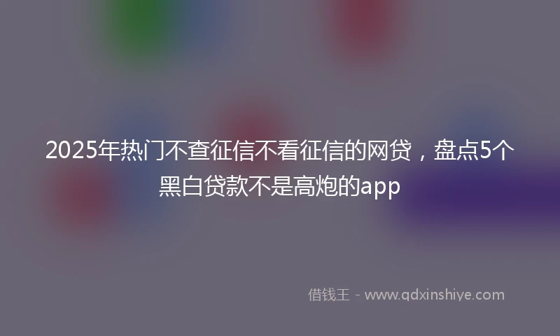 2025年热门不查征信不看征信的网贷，盘点5个黑白贷款不是高炮的app