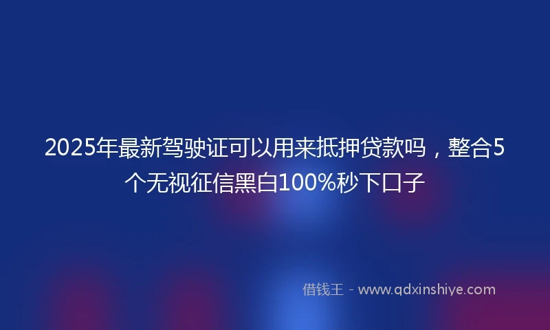 2025年最新驾驶证可以用来抵押贷款吗，整合5个无视征信黑白100%秒下口子