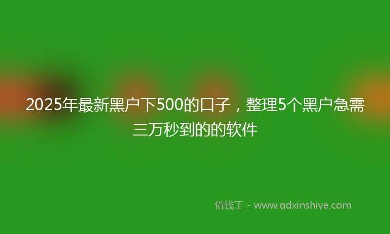 2025年最新黑户下500的口子,整理5个黑户急需三万秒到的的软件