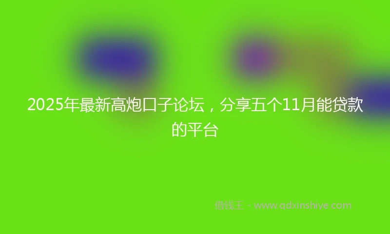 2025年最新高炮口子论坛，分享五个11月能贷款的平台