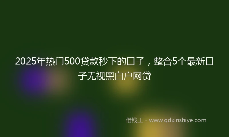 2025年热门500贷款秒下的口子，整合5个最新口子无视黑白户网贷