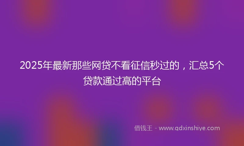 2025年最新那些网贷不看征信秒过的，汇总5个贷款通过高的平台