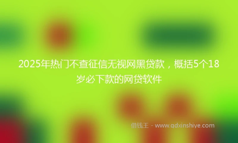 2025年热门不查征信无视网黑贷款,概括5个18岁必下款的网贷软件