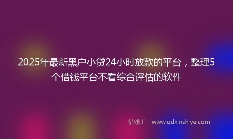 2025年最新黑户小贷24小时放款的平台,整理5个借钱平台不看综合评估的软件