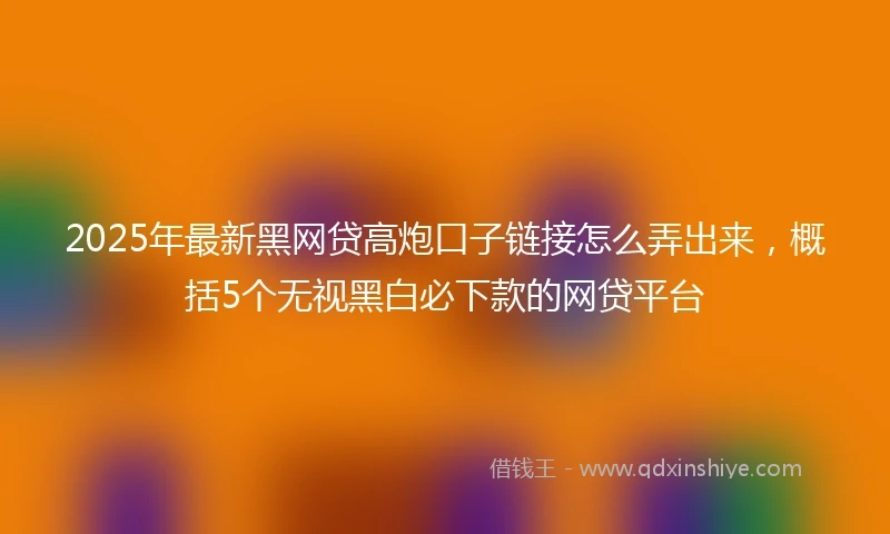 2025年最新黑网贷高炮口子链接怎么弄出来，概括5个无视黑白必下款的网贷平台