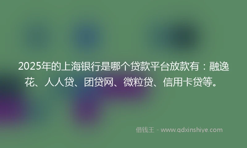 2025年的上海银行是哪个贷款平台放款有：融逸花、人人贷、团贷网、微粒贷、信用卡贷等。