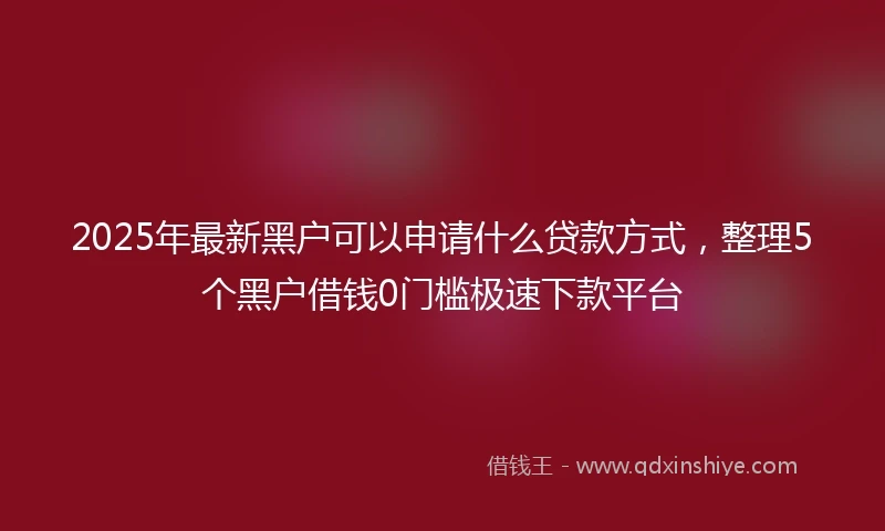 2025年最新黑户可以申请什么贷款方式，整理5个黑户借钱0门槛极速下款平台
