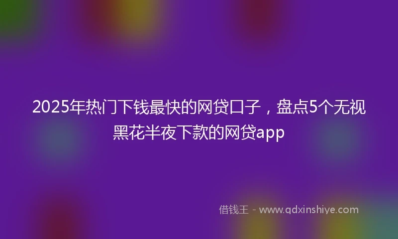 2025年热门下钱最快的网贷口子，盘点5个无视黑花半夜下款的网贷app