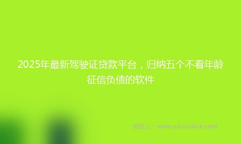 2025年最新驾驶证贷款平台，归纳五个不看年龄征信负债的软件