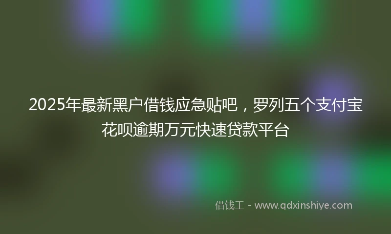 2025年最新黑户借钱应急贴吧，罗列五个支付宝花呗逾期万元快速贷款平台
