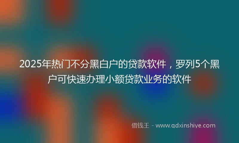 2025年热门不分黑白户的贷款软件，罗列5个黑户可快速办理小额贷款业务的软件