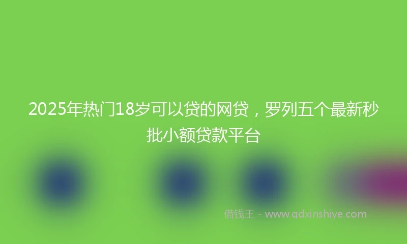 2025年热门18岁可以贷的网贷,罗列五个最新秒批小额贷款平台