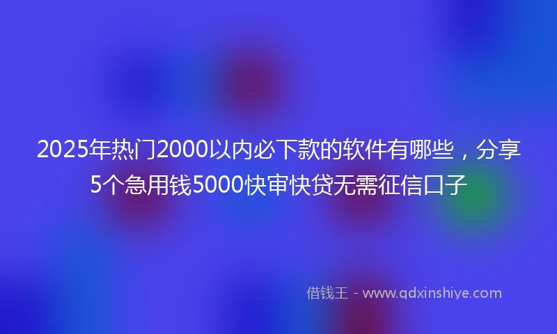 2025年热门2000以内必下款的软件有哪些,分享5个急用钱5000快审快贷无需征信口子
