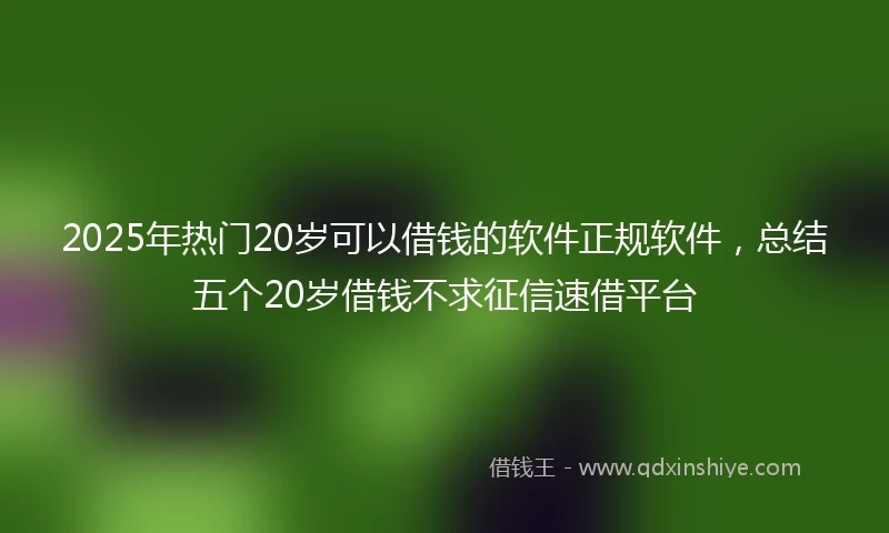 2025年热门20岁可以借钱的软件正规软件，总结五个20岁借钱不求征信速借平台