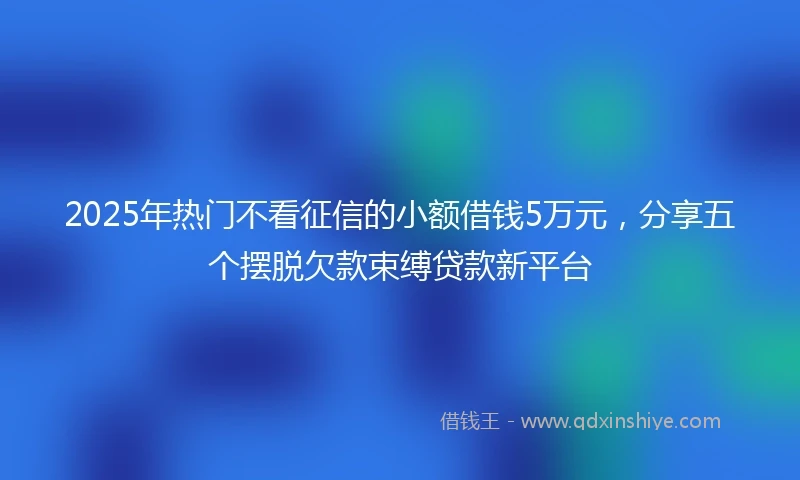 2025年热门不看征信的小额借钱5万元，分享五个摆脱欠款束缚贷款新平台