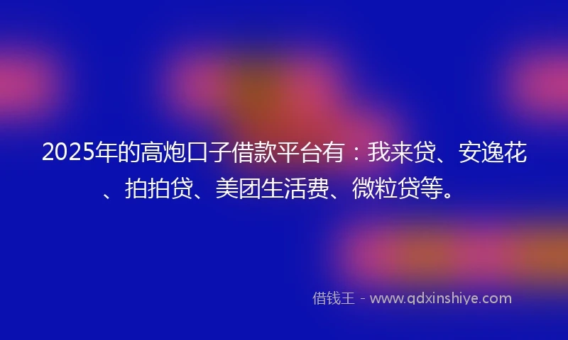 2025年的高炮口子借款平台有：我来贷、安逸花、拍拍贷、美团生活费、微粒贷等。