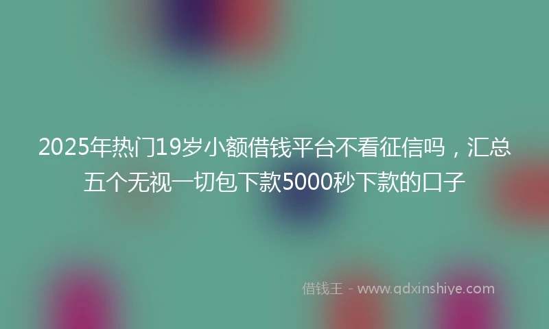 2025年热门19岁小额借钱平台不看征信吗，汇总五个无视一切包下款5000秒下款的口子
