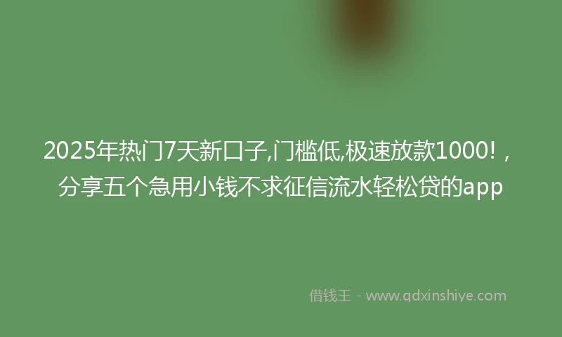 2025年热门7天新口子,门槛低,极速放款1000!,分享五个急用小钱不求征信流水轻松贷的app