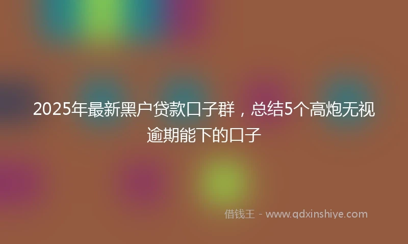 2025年最新黑户贷款口子群,总结5个高炮无视逾期能下的口子