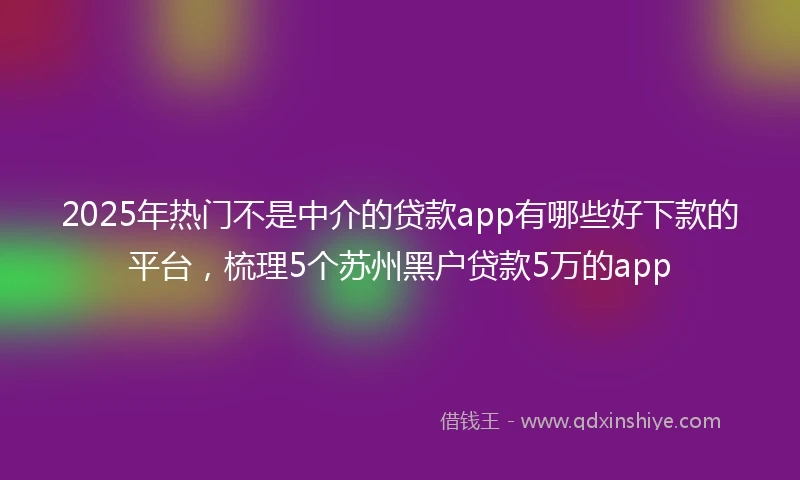 2025年热门不是中介的贷款app有哪些好下款的平台，梳理5个苏州黑户贷款5万的app