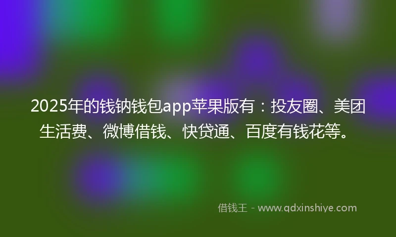 2025年的钱钠钱包app苹果版有：投友圈、美团生活费、微博借钱、快贷通、百度有钱花等。