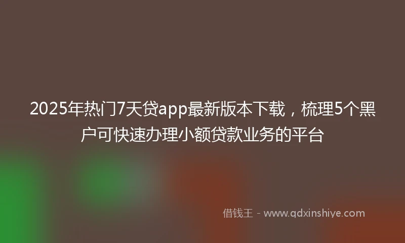 2025年热门7天贷app最新版本下载，梳理5个黑户可快速办理小额贷款业务的平台