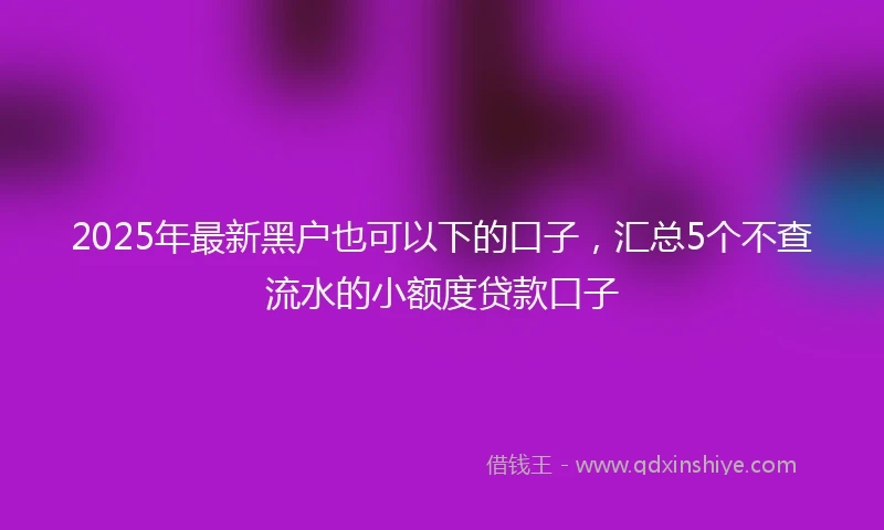 2025年最新黑户也可以下的口子，汇总5个不查流水的小额度贷款口子