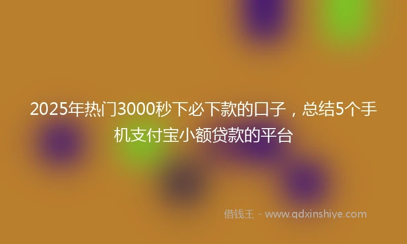 2025年热门3000秒下必下款的口子，总结5个手机支付宝小额贷款的平台