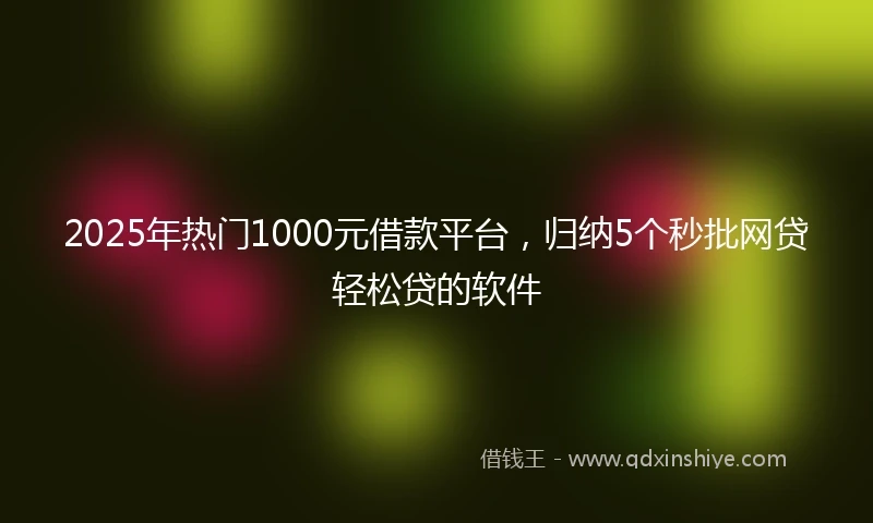 2025年热门1000元借款平台，归纳5个秒批网贷轻松贷的软件