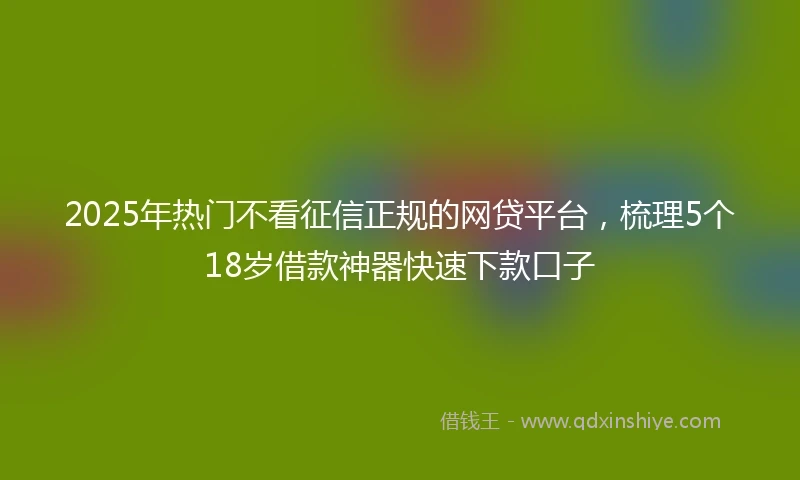 2025年热门不看征信正规的网贷平台，梳理5个18岁借款神器快速下款口子